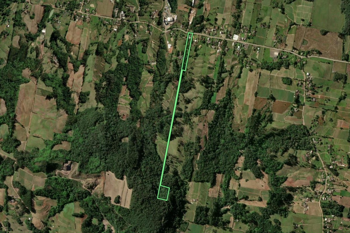Imagem de satélite do imóvel rural em Venâncio Aires (RS), com o contorno declarado no CAR desenhado por cima.