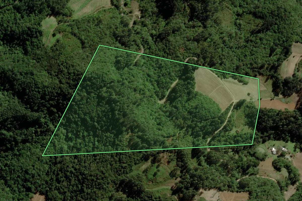 Imagem de satélite do imóvel rural em Venâncio Aires (RS), com o contorno declarado no CAR desenhado por cima.