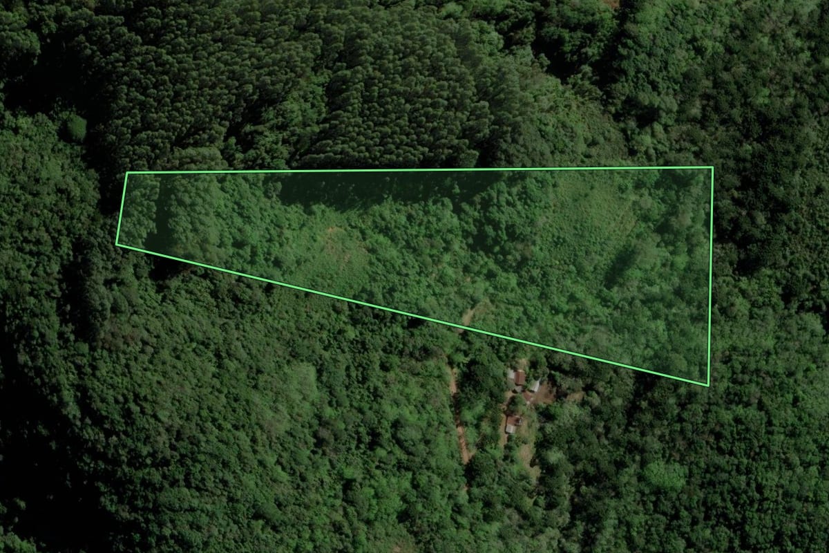 Imagem de satélite do imóvel rural em Venâncio Aires (RS), com o contorno declarado no CAR desenhado por cima.