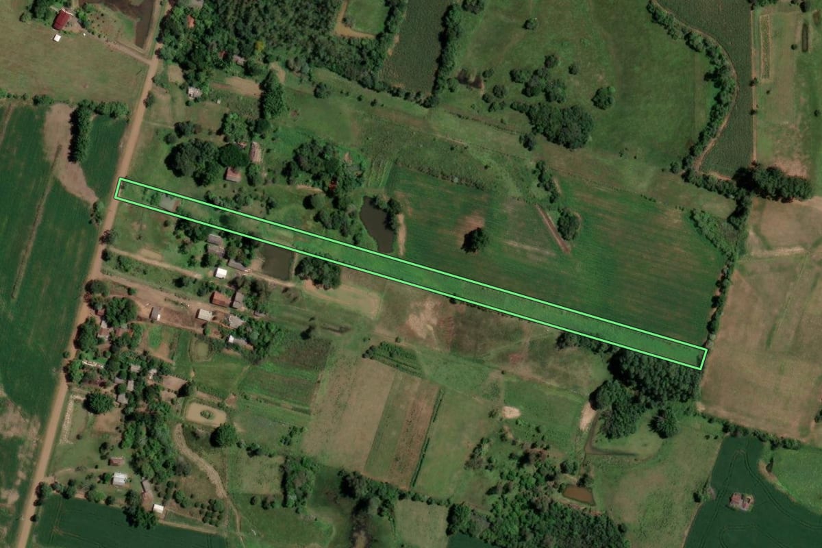 Imagem de satélite do imóvel rural em Venâncio Aires (RS), com o contorno declarado no CAR desenhado por cima.