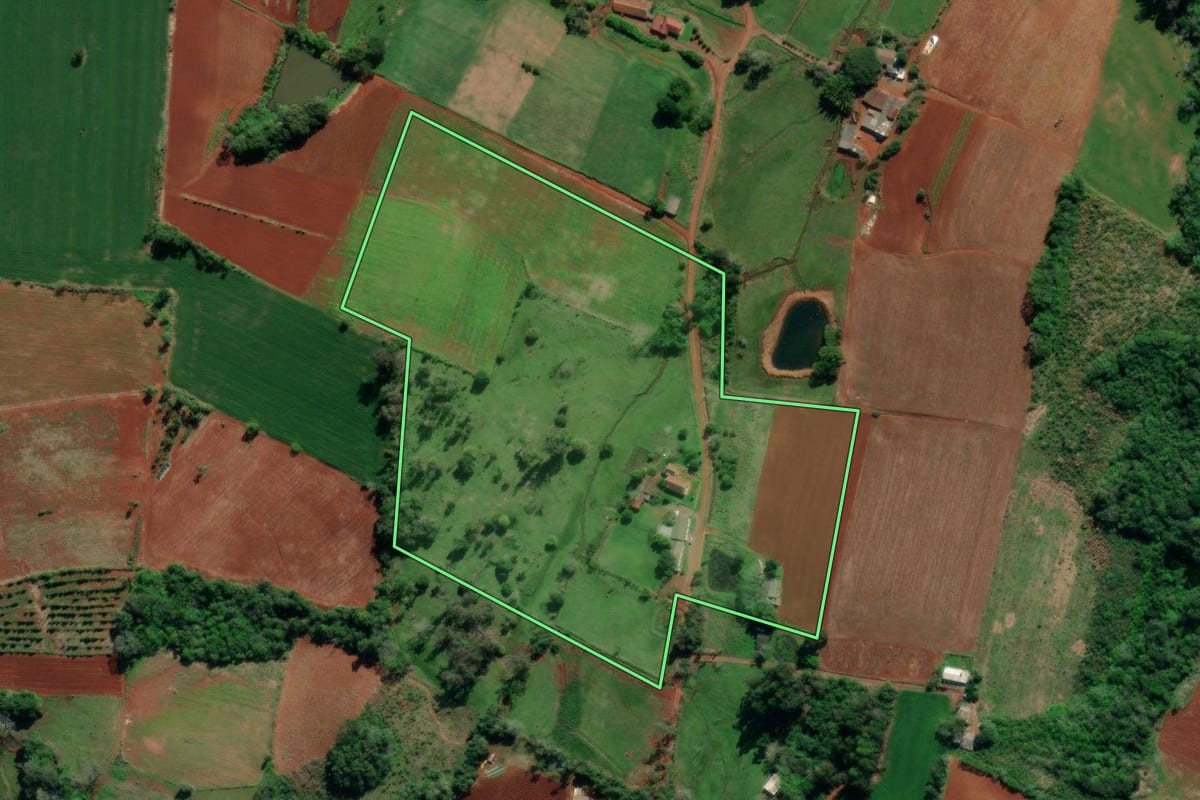 Imagem de satélite do imóvel rural em Venâncio Aires (RS), com o contorno declarado no CAR desenhado por cima.