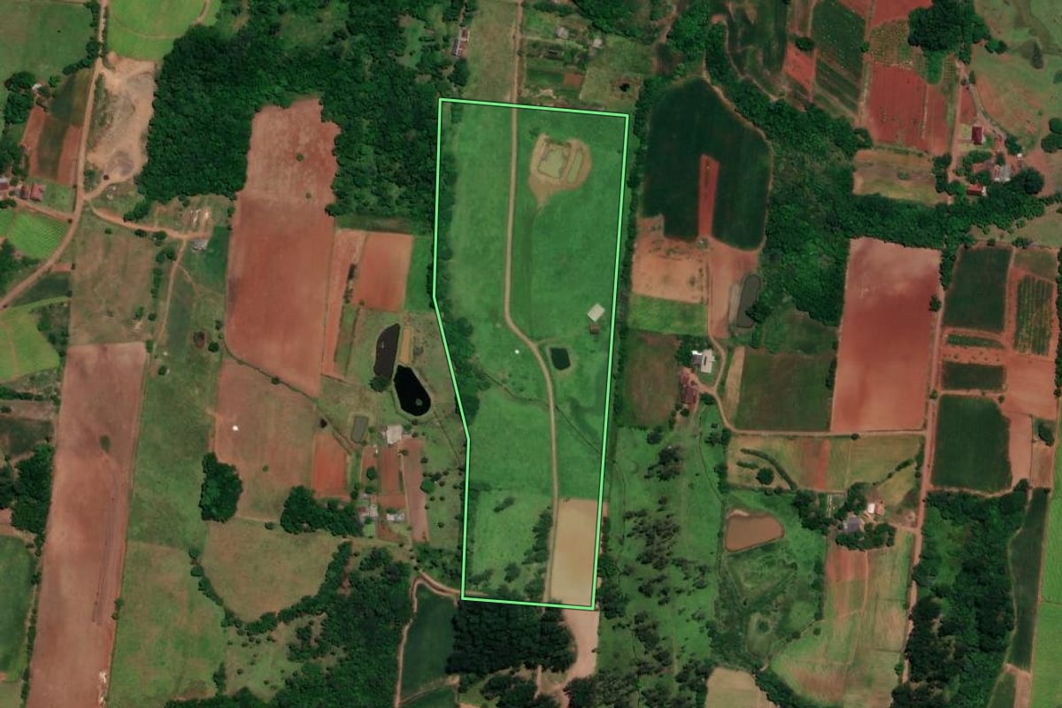 Imagem de satélite do imóvel rural em Venâncio Aires (RS), com o contorno declarado no CAR desenhado por cima.