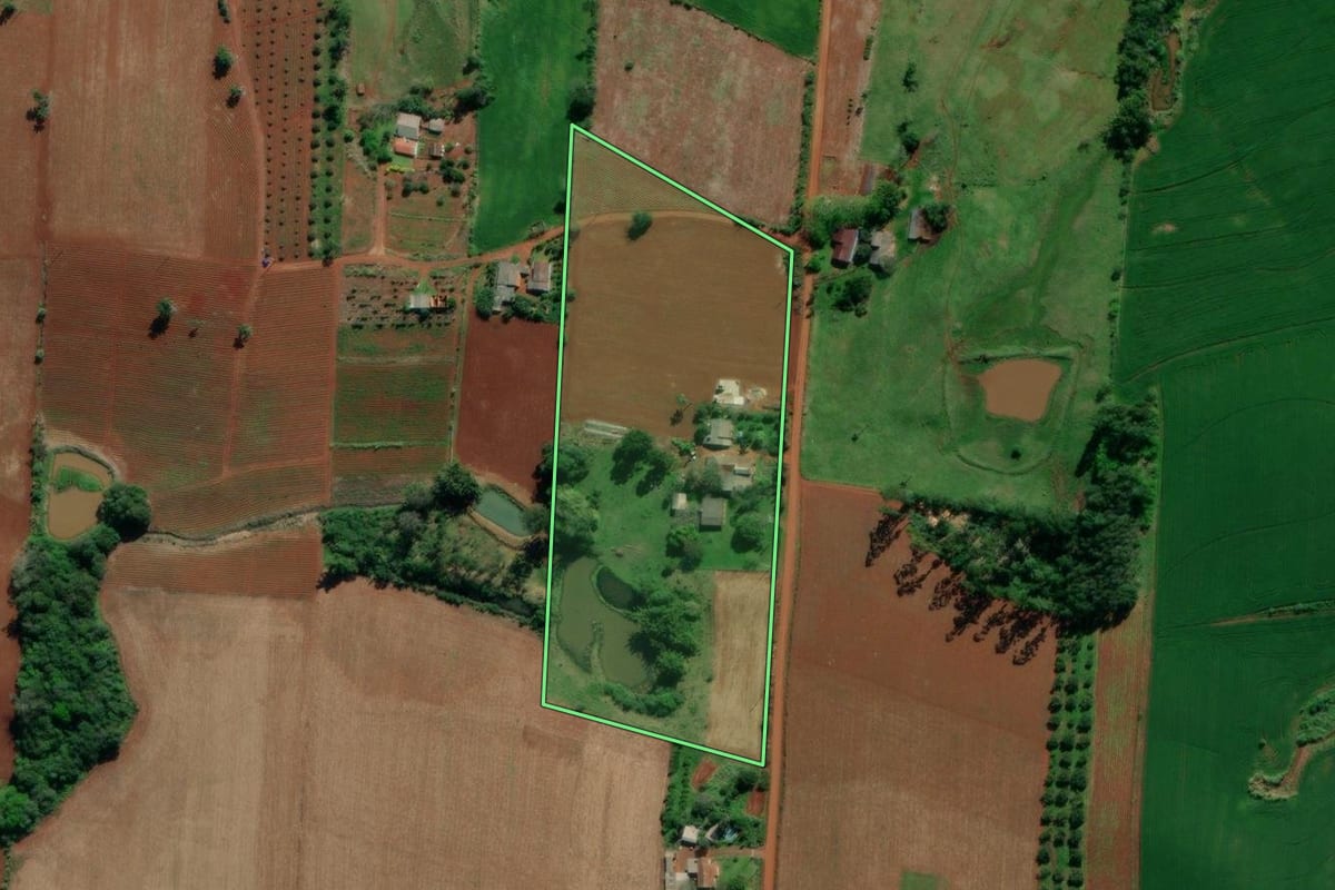 Imagem de satélite do imóvel rural em Venâncio Aires (RS), com o contorno declarado no CAR desenhado por cima.