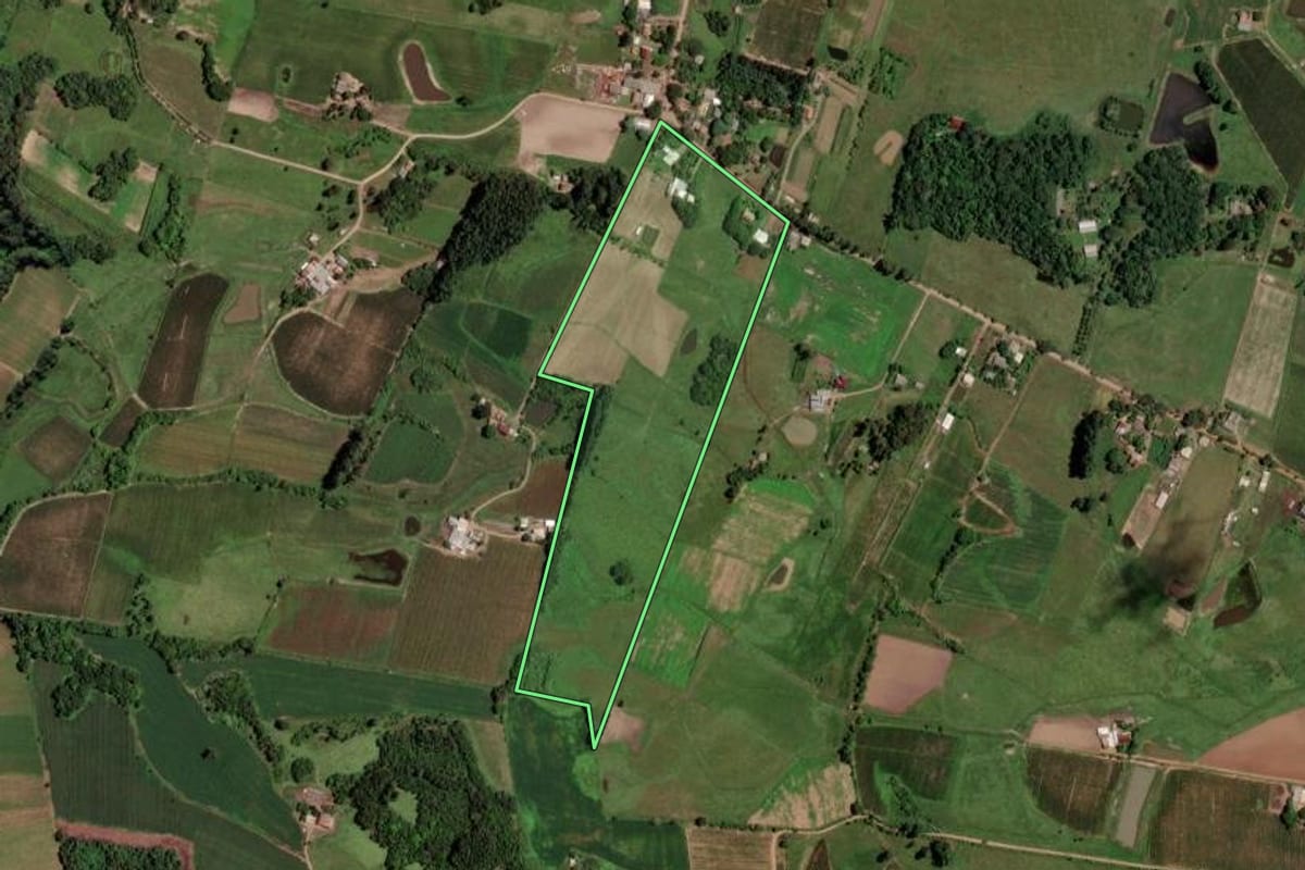 Imagem de satélite do imóvel rural em Venâncio Aires (RS), com o contorno declarado no CAR desenhado por cima.