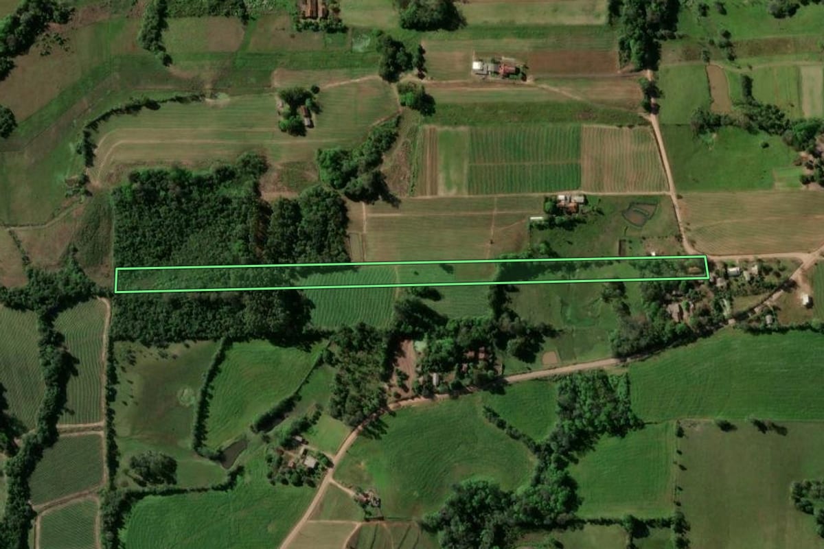 Imagem de satélite do imóvel rural em Venâncio Aires (RS), com o contorno declarado no CAR desenhado por cima.