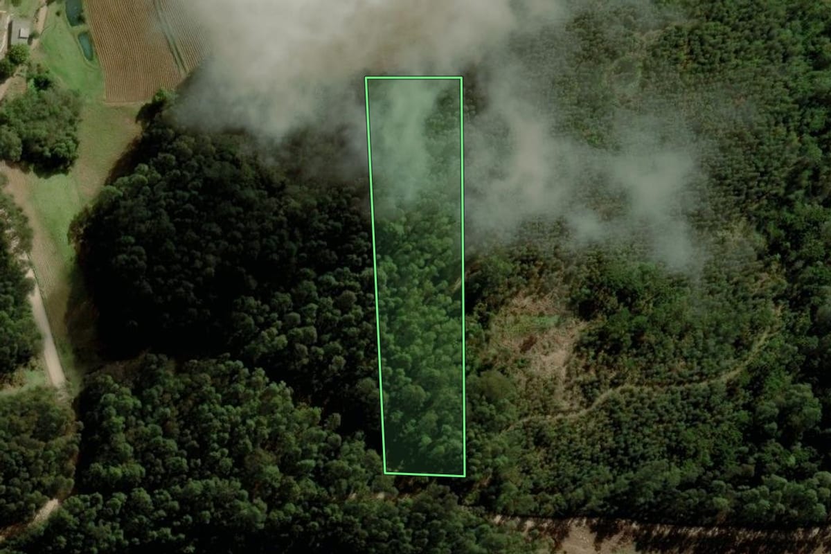 Imagem de satélite do imóvel rural em Venâncio Aires (RS), com o contorno declarado no CAR desenhado por cima.