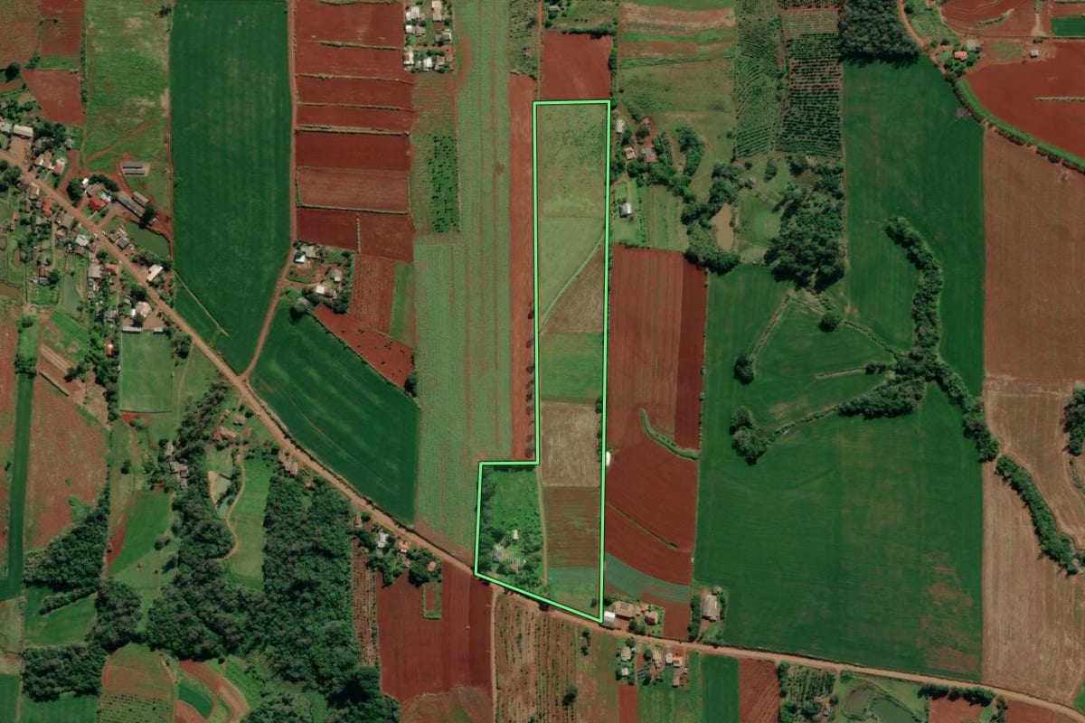Imagem de satélite do imóvel rural em Venâncio Aires (RS), com o contorno declarado no CAR desenhado por cima.