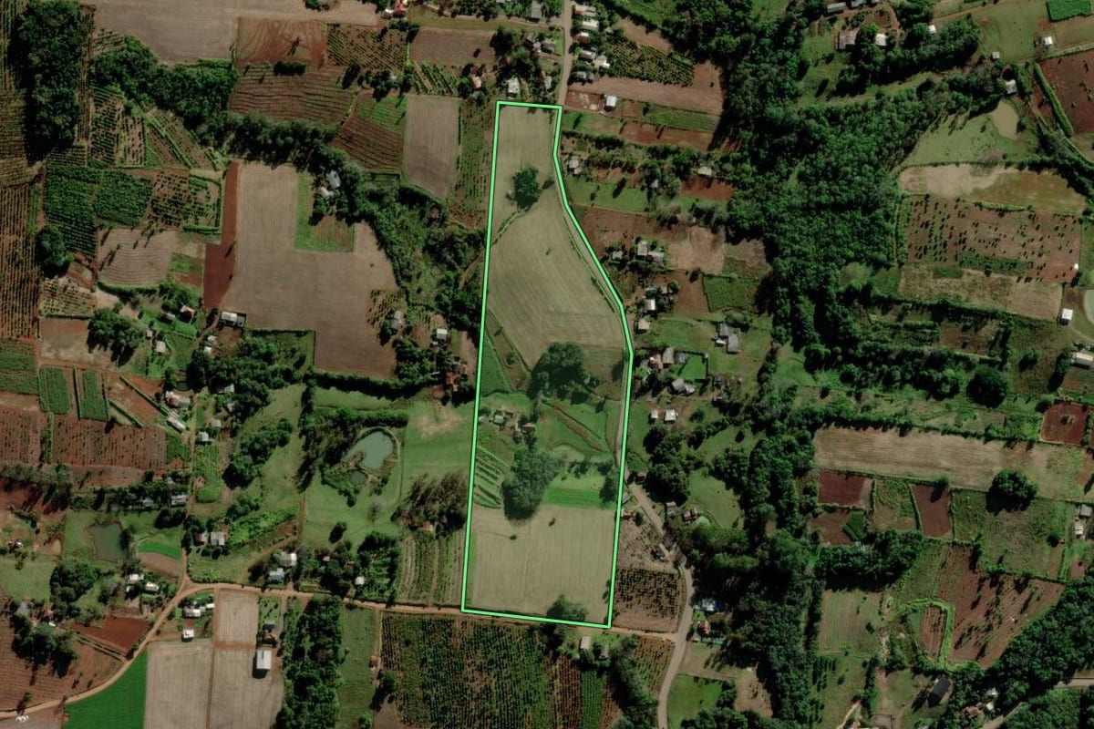 Imagem de satélite do imóvel rural em Venâncio Aires (RS), com o contorno declarado no CAR desenhado por cima.