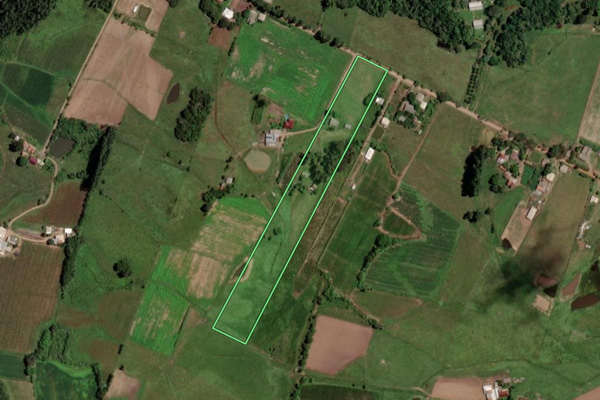 Imagem de satélite do imóvel rural em Venâncio Aires (RS), com o contorno declarado no CAR desenhado por cima.