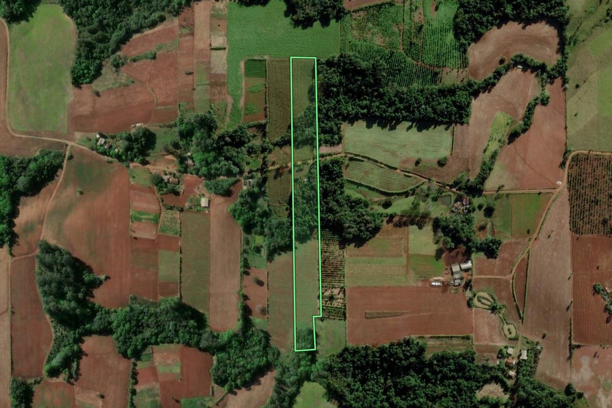 Imagem de satélite do imóvel rural em Venâncio Aires (RS), com o contorno declarado no CAR desenhado por cima.
