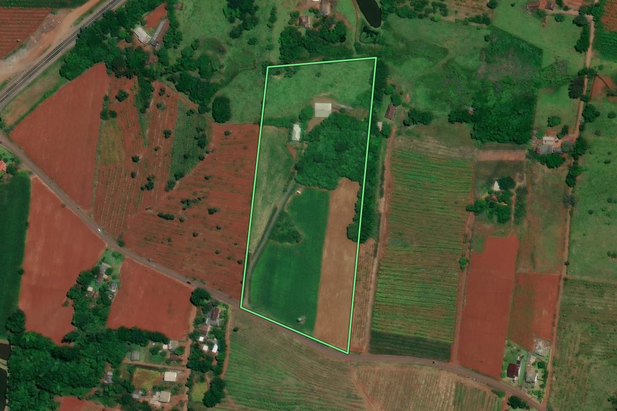 Imagem de satélite do imóvel rural em Venâncio Aires (RS), com o contorno declarado no CAR desenhado por cima.