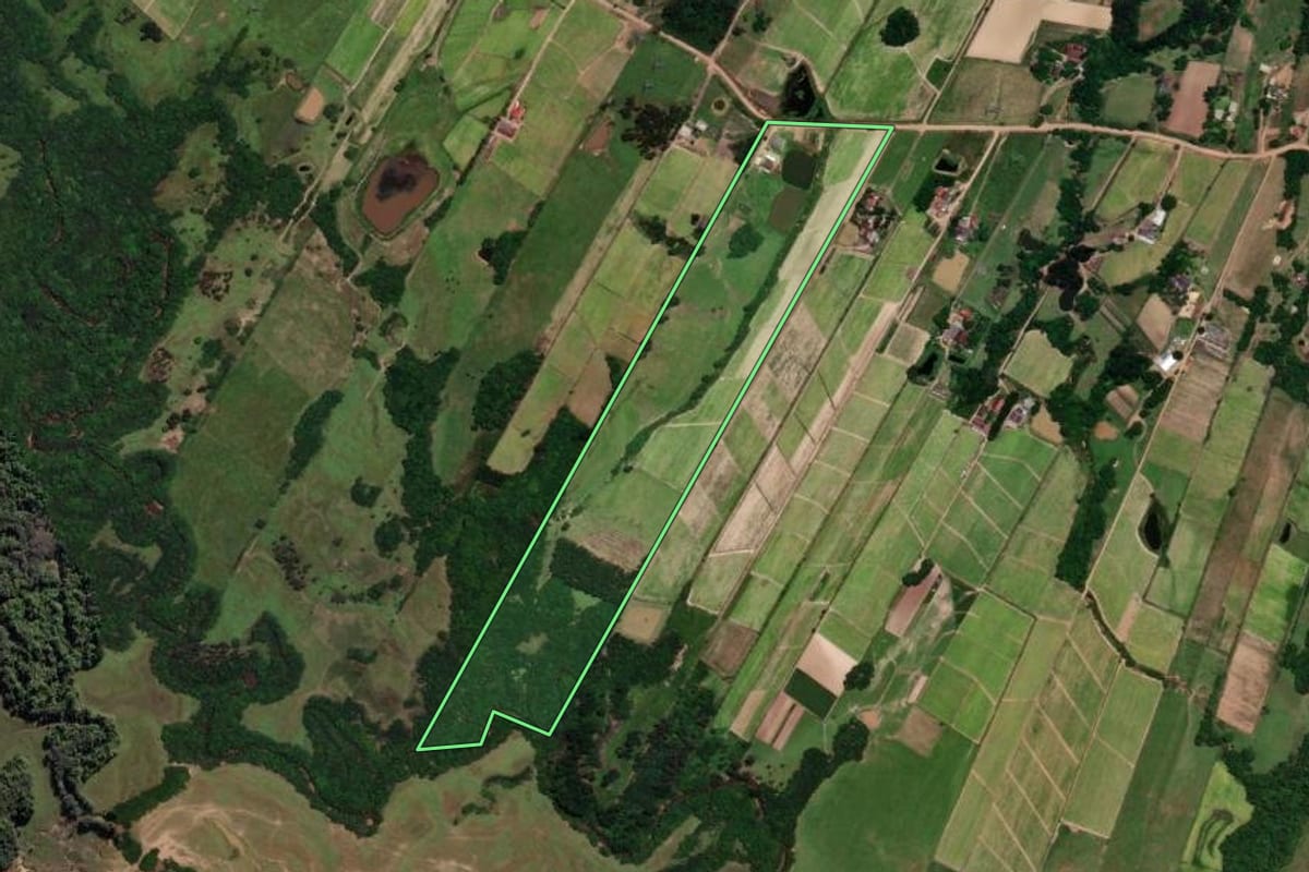 Imagem de satélite do imóvel rural em Venâncio Aires (RS), com o contorno declarado no CAR desenhado por cima.