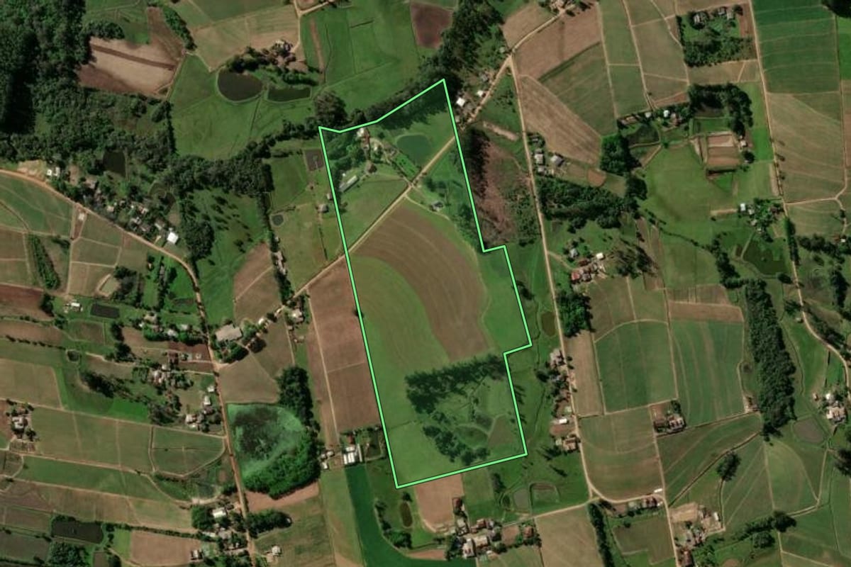 Imagem de satélite do imóvel rural em Venâncio Aires (RS), com o contorno declarado no CAR desenhado por cima.