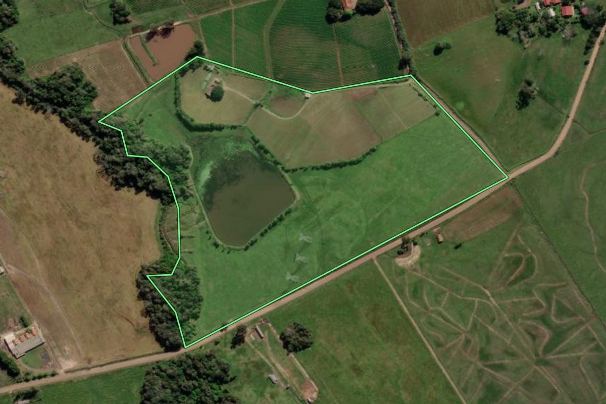 Imagem de satélite do imóvel rural em Venâncio Aires (RS), com o contorno declarado no CAR desenhado por cima.
