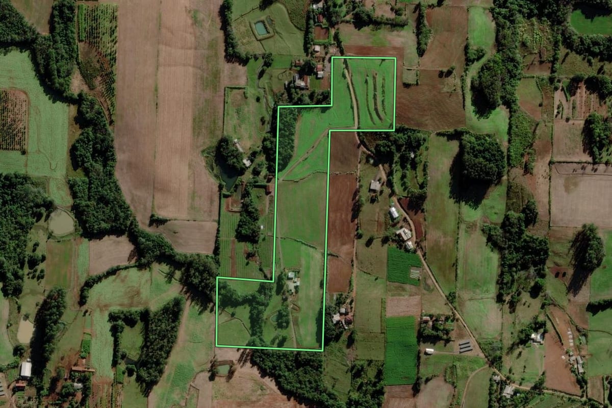 Imagem de satélite do imóvel rural em Venâncio Aires (RS), com o contorno declarado no CAR desenhado por cima.