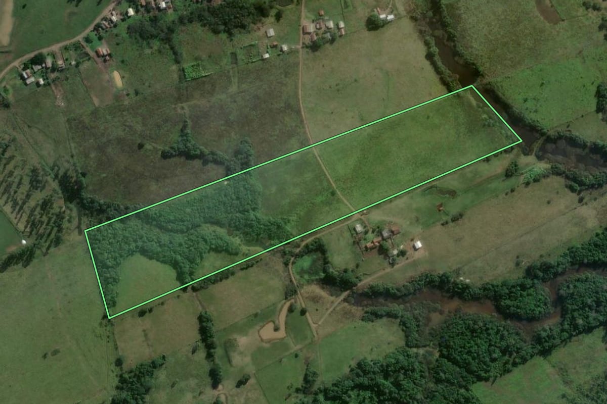 Imagem de satélite do imóvel rural em Venâncio Aires (RS), com o contorno declarado no CAR desenhado por cima.
