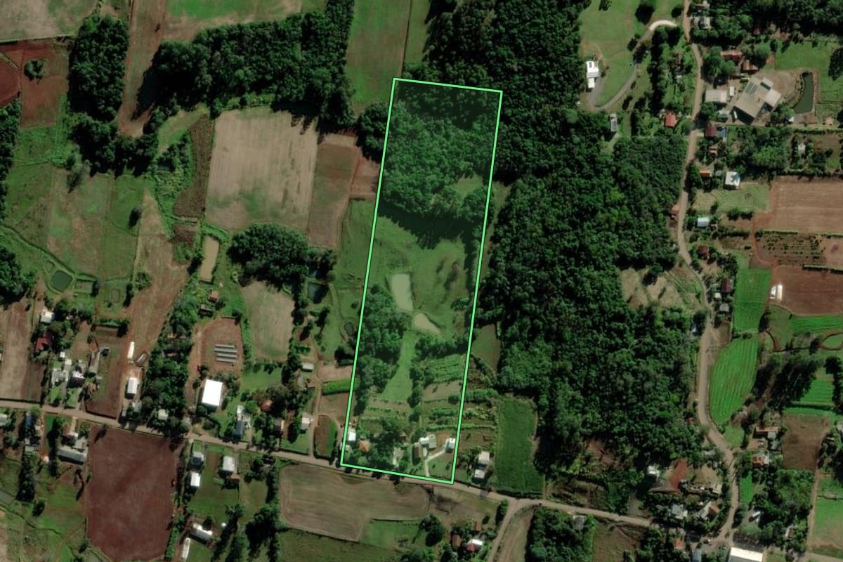 Imagem de satélite do imóvel rural em Venâncio Aires (RS), com o contorno declarado no CAR desenhado por cima.