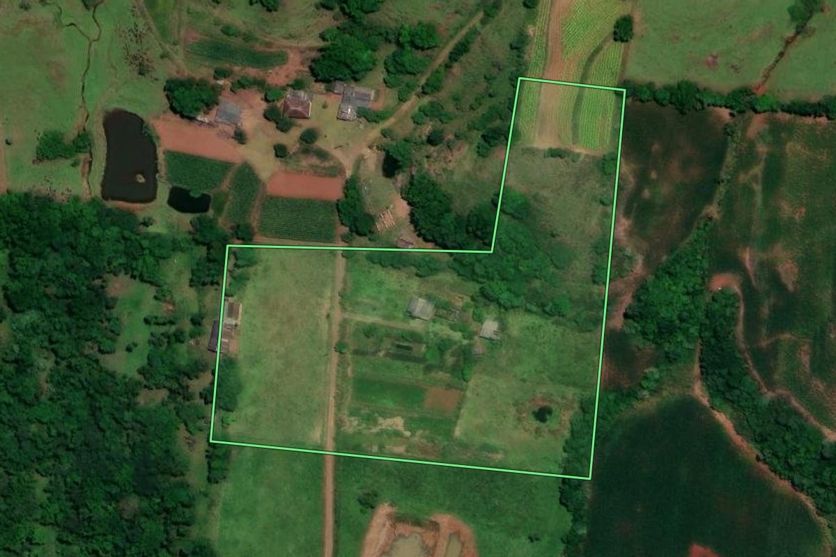 Imagem de satélite do imóvel rural em Venâncio Aires (RS), com o contorno declarado no CAR desenhado por cima.