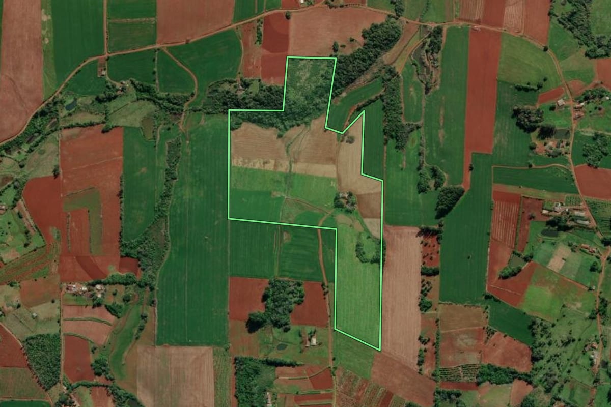 Imagem de satélite do imóvel rural em Venâncio Aires (RS), com o contorno declarado no CAR desenhado por cima.