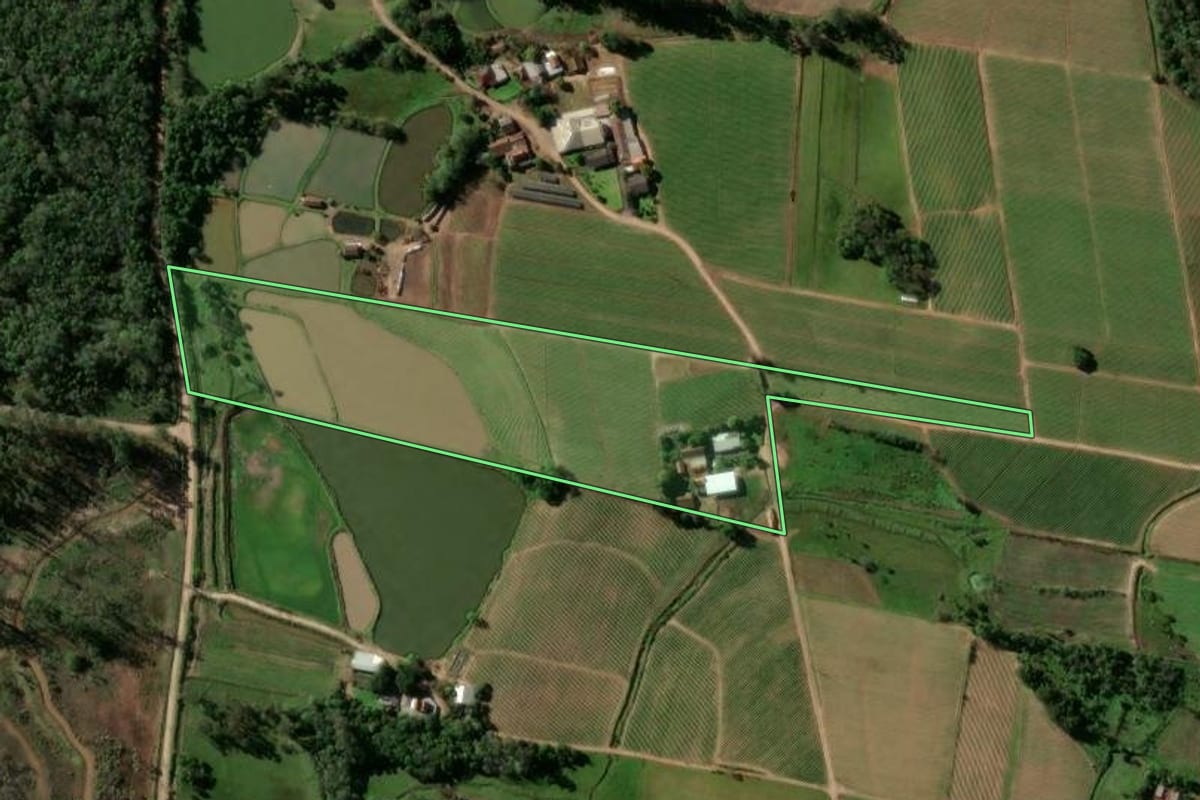 Imagem de satélite do imóvel rural em Venâncio Aires (RS), com o contorno declarado no CAR desenhado por cima.