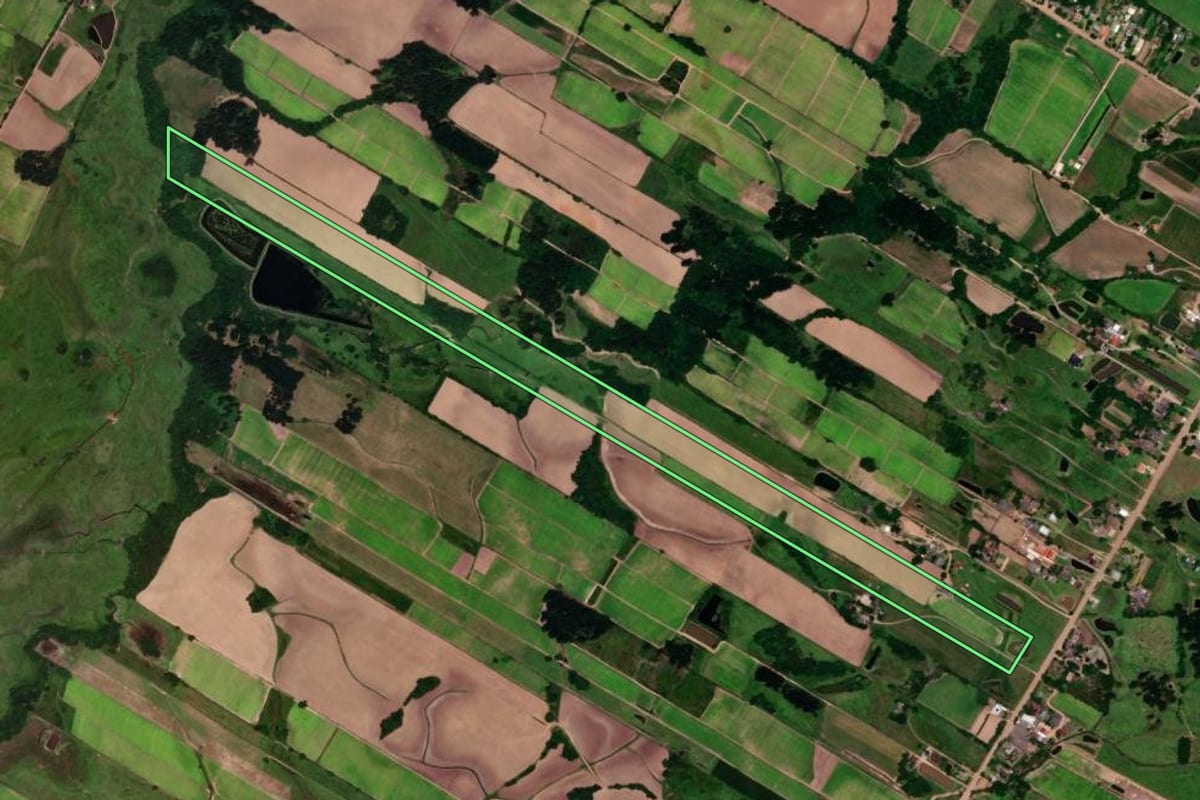 Imagem de satélite do imóvel rural em Vera Cruz (RS), com o contorno declarado no CAR desenhado por cima.