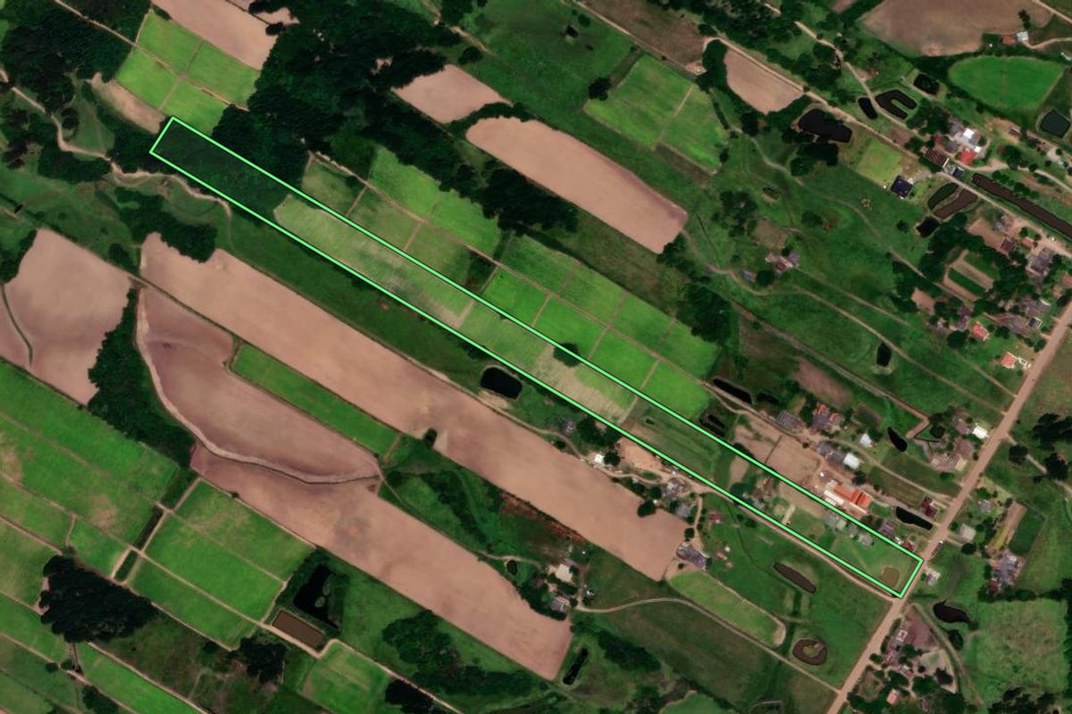 Imagem de satélite do imóvel rural em Vera Cruz (RS), com o contorno declarado no CAR desenhado por cima.