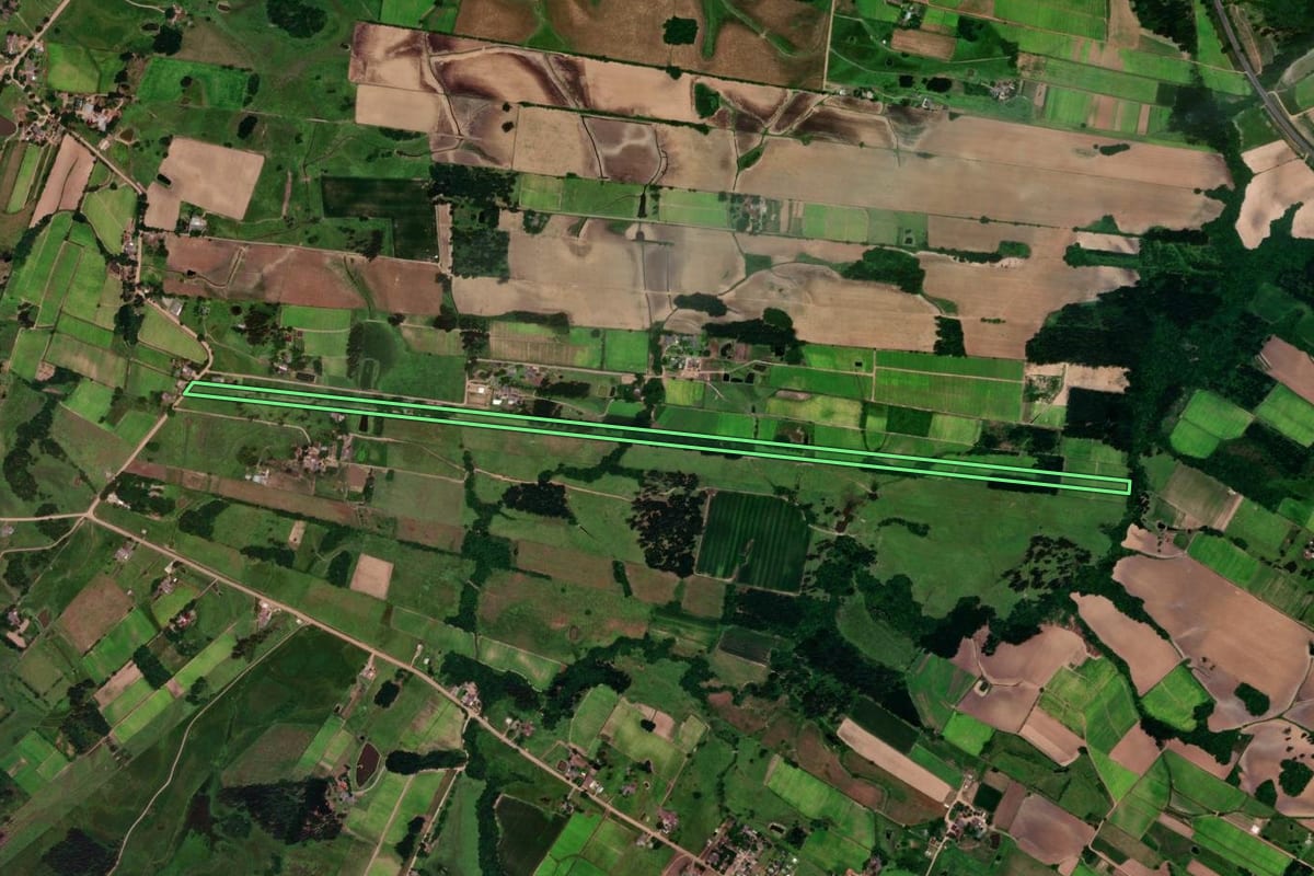 Imagem de satélite do imóvel rural em Vera Cruz (RS), com o contorno declarado no CAR desenhado por cima.