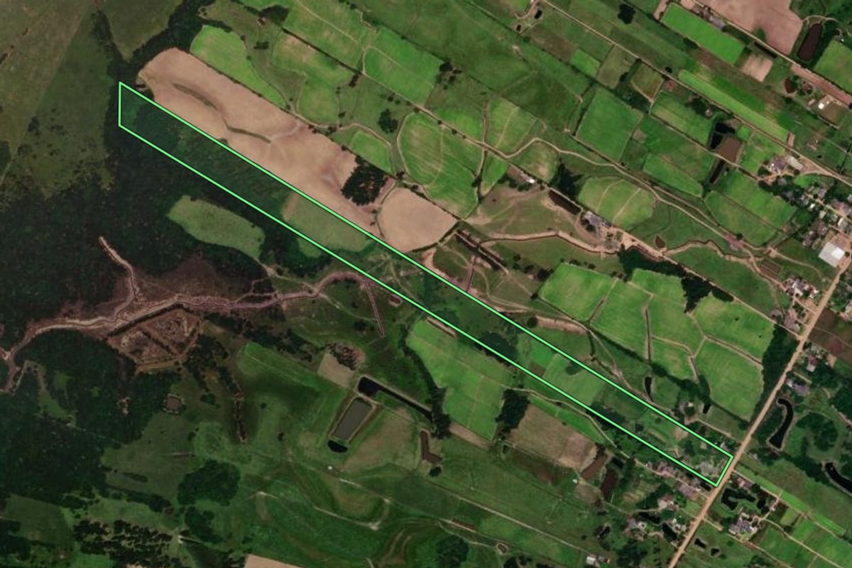 Imagem de satélite do imóvel rural em Vera Cruz (RS), com o contorno declarado no CAR desenhado por cima.