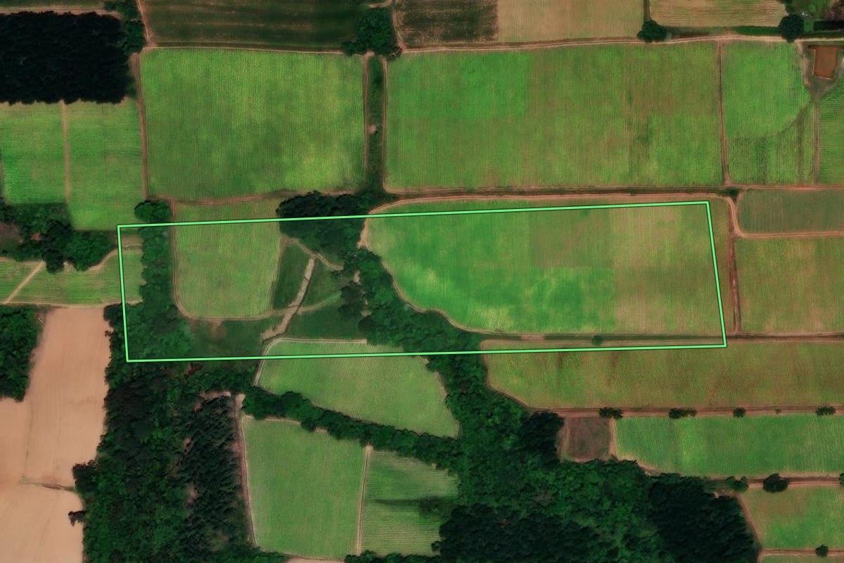 Imagem de satélite do imóvel rural em Vera Cruz (RS), com o contorno declarado no CAR desenhado por cima.