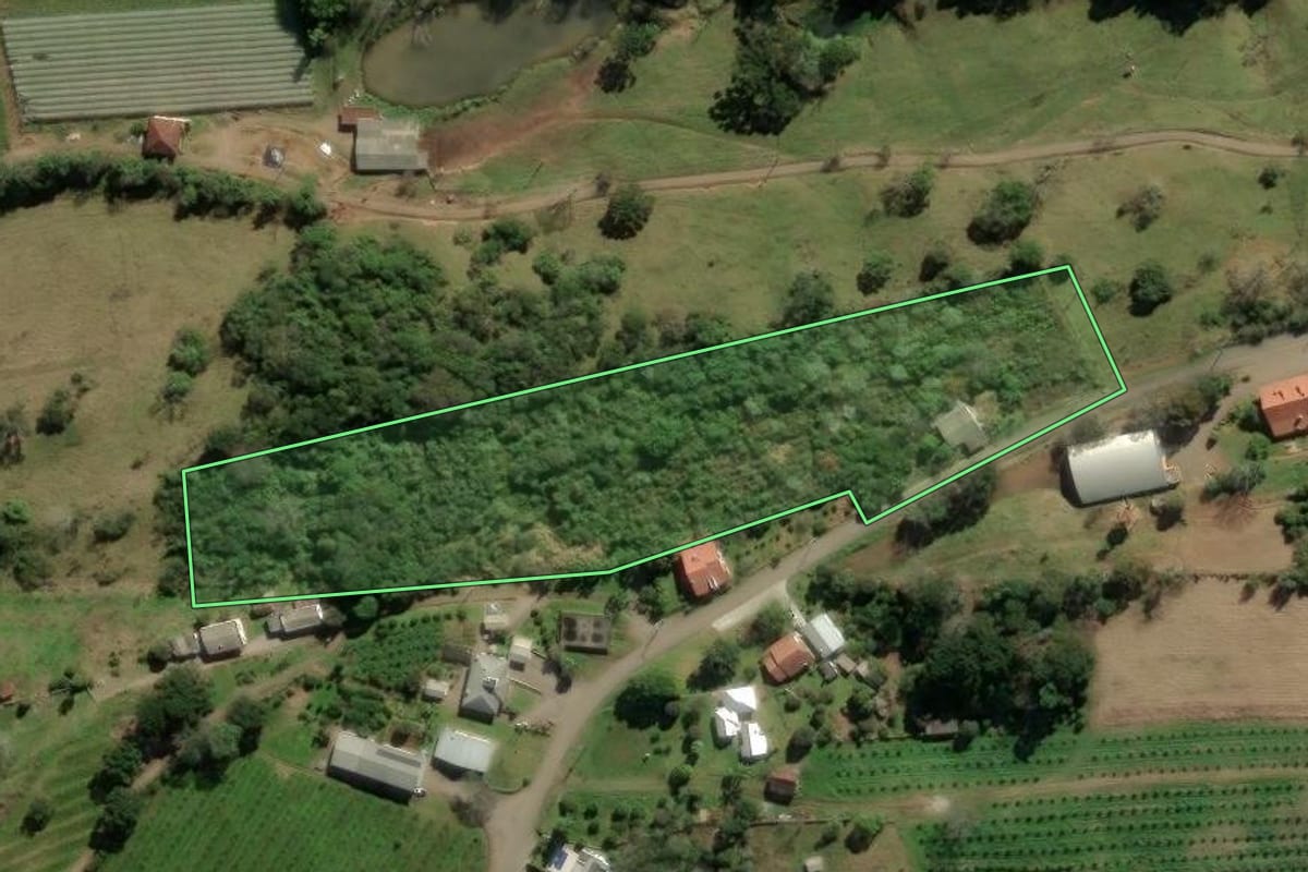 Imagem de satélite do imóvel rural em Veranópolis (RS), com o contorno declarado no CAR desenhado por cima.