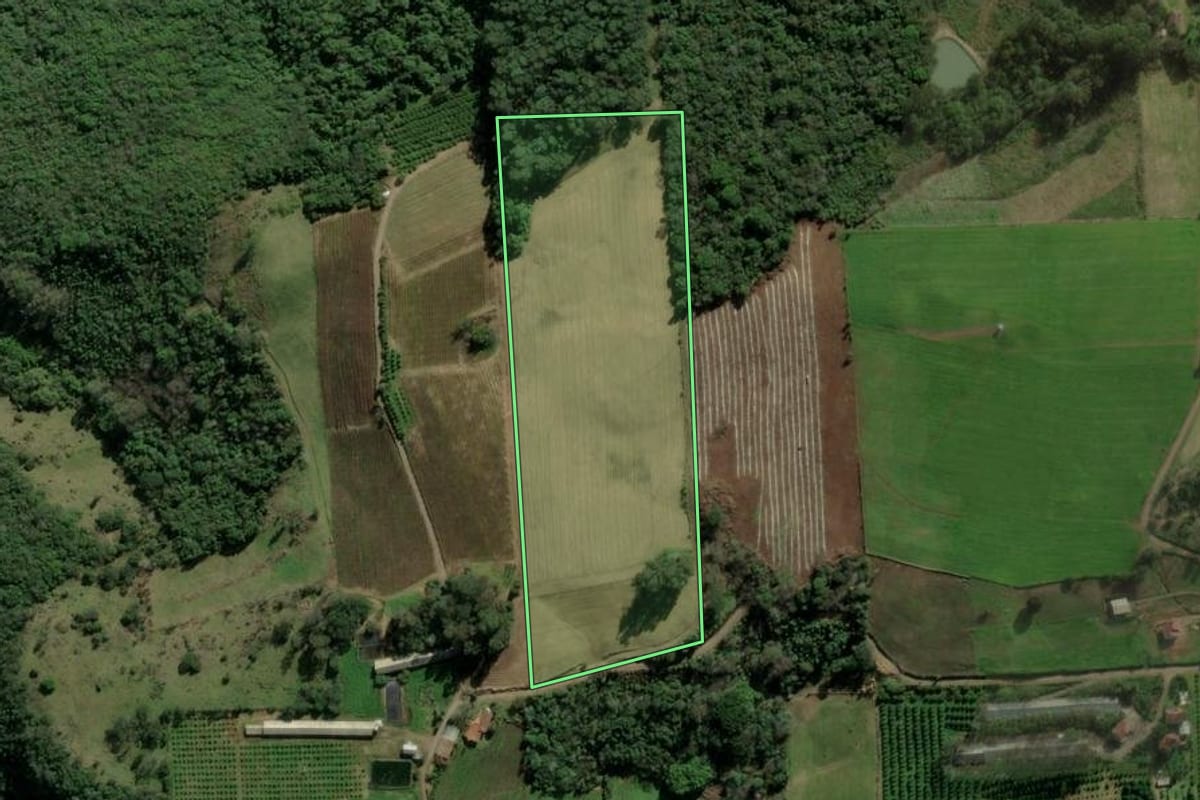 Imagem de satélite do imóvel rural em Veranópolis (RS), com o contorno declarado no CAR desenhado por cima.