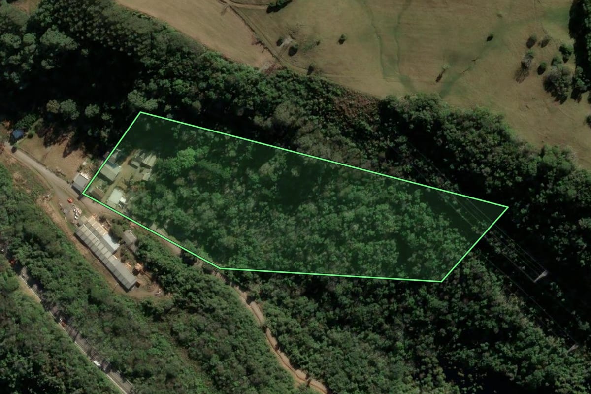 Imagem de satélite do imóvel rural em Veranópolis (RS), com o contorno declarado no CAR desenhado por cima.