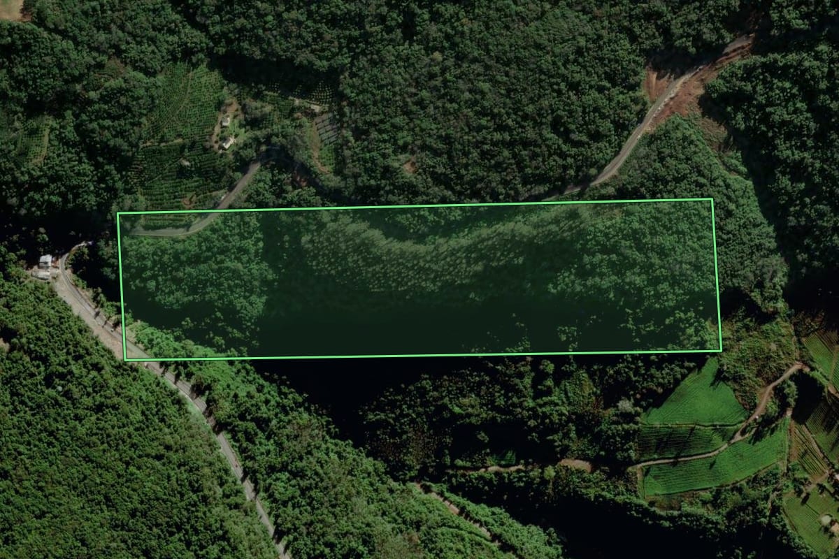 Imagem de satélite do imóvel rural em Veranópolis (RS), com o contorno declarado no CAR desenhado por cima.