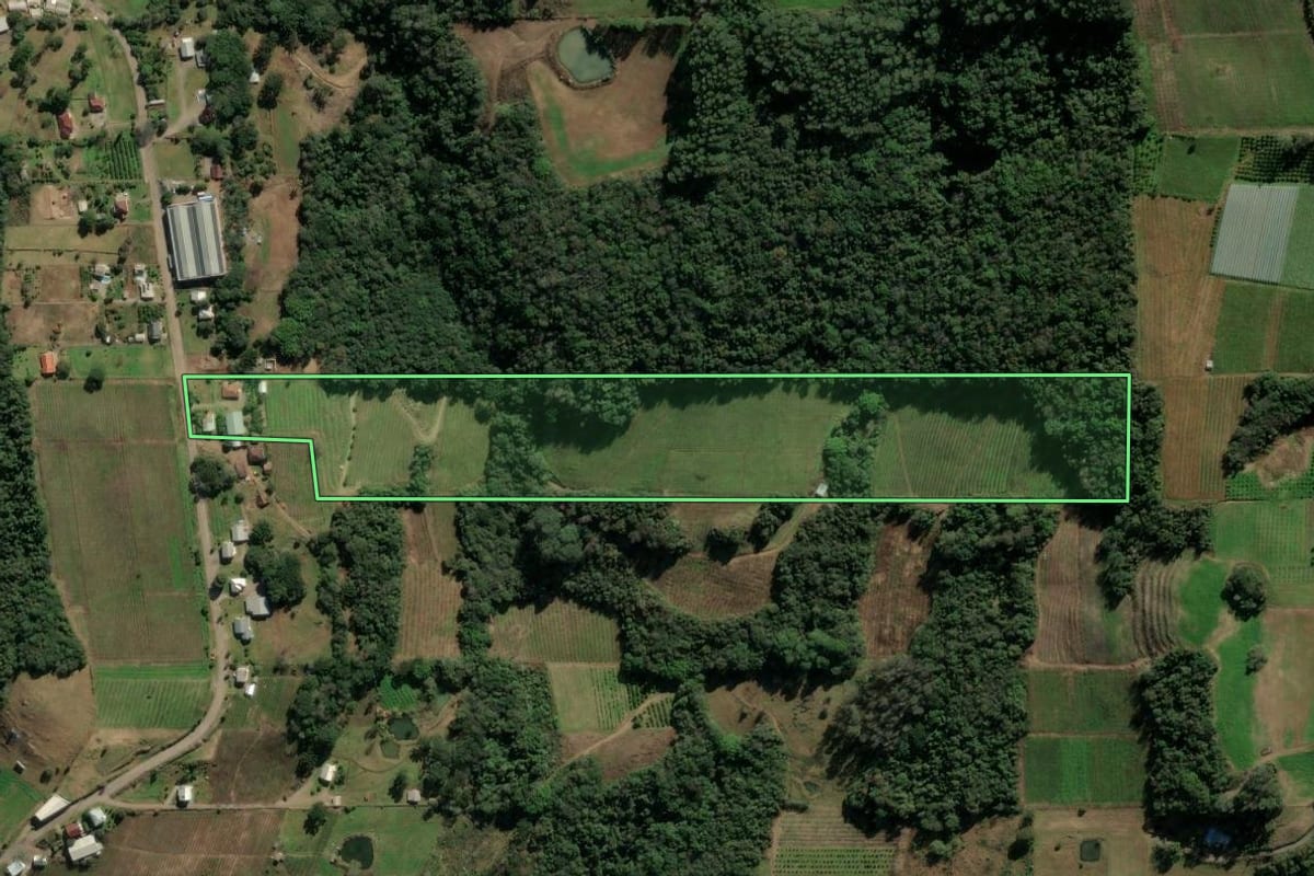Imagem de satélite do imóvel rural em Veranópolis (RS), com o contorno declarado no CAR desenhado por cima.