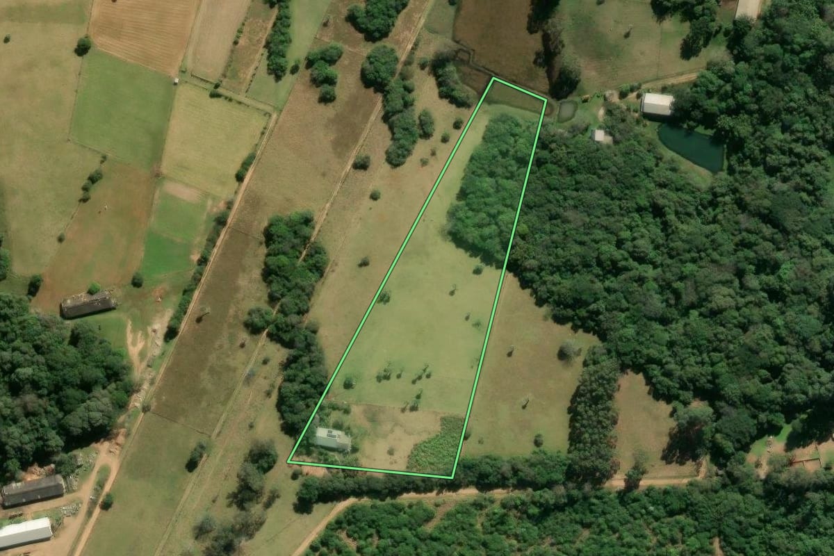 Imagem de satélite do imóvel rural em Viamão (RS), com o contorno declarado no CAR desenhado por cima.