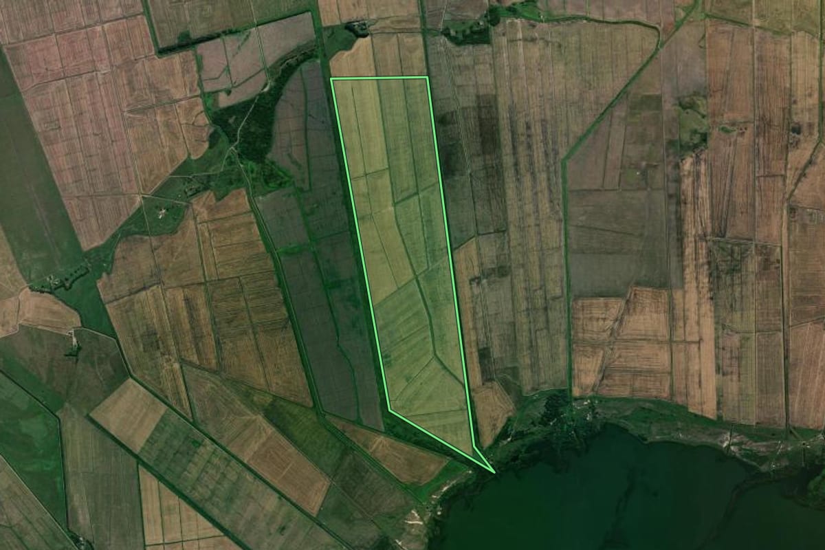 Imagem de satélite do imóvel rural em Viamão (RS), com o contorno declarado no CAR desenhado por cima.