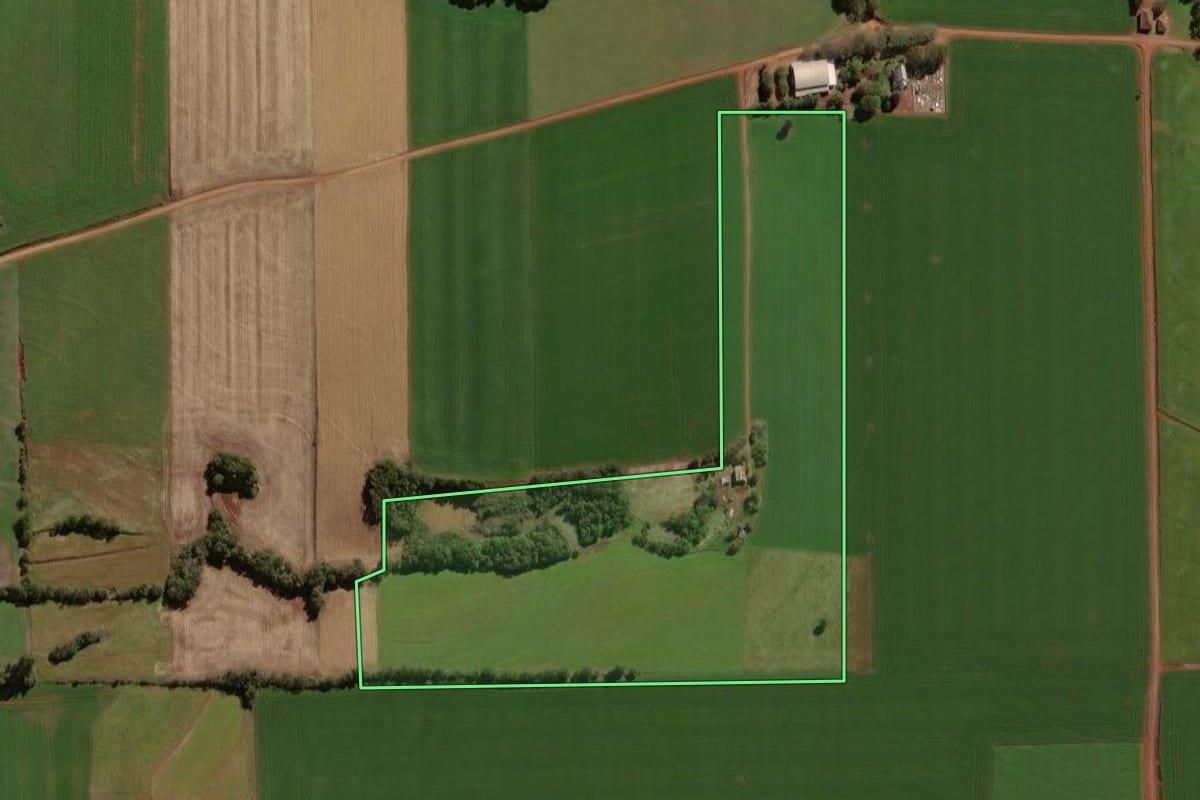 Imagem de satélite do imóvel rural em Victor Graeff (RS), com o contorno declarado no CAR desenhado por cima.