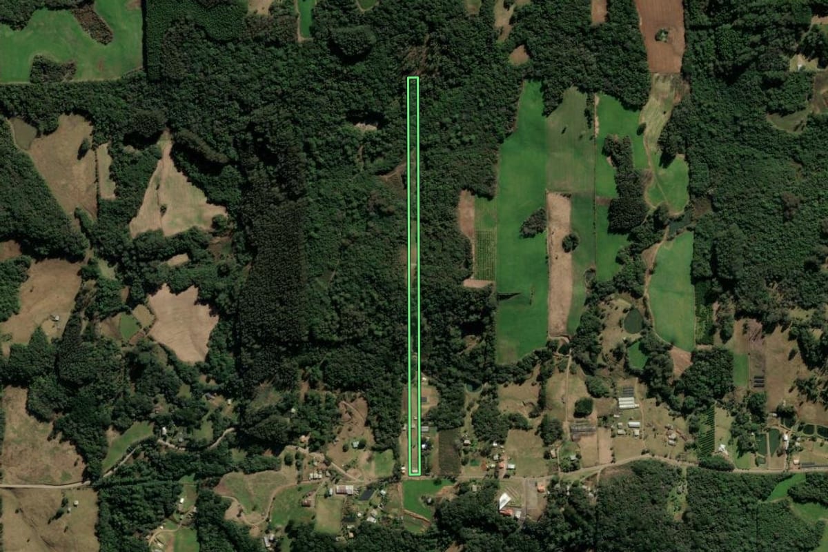 Imagem de satélite do imóvel rural em Vila Flores (RS), com o contorno declarado no CAR desenhado por cima.