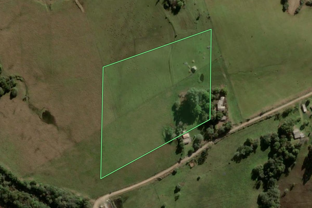 Imagem de satélite do imóvel rural em Vila Nova do Sul (RS), com o contorno declarado no CAR desenhado por cima.