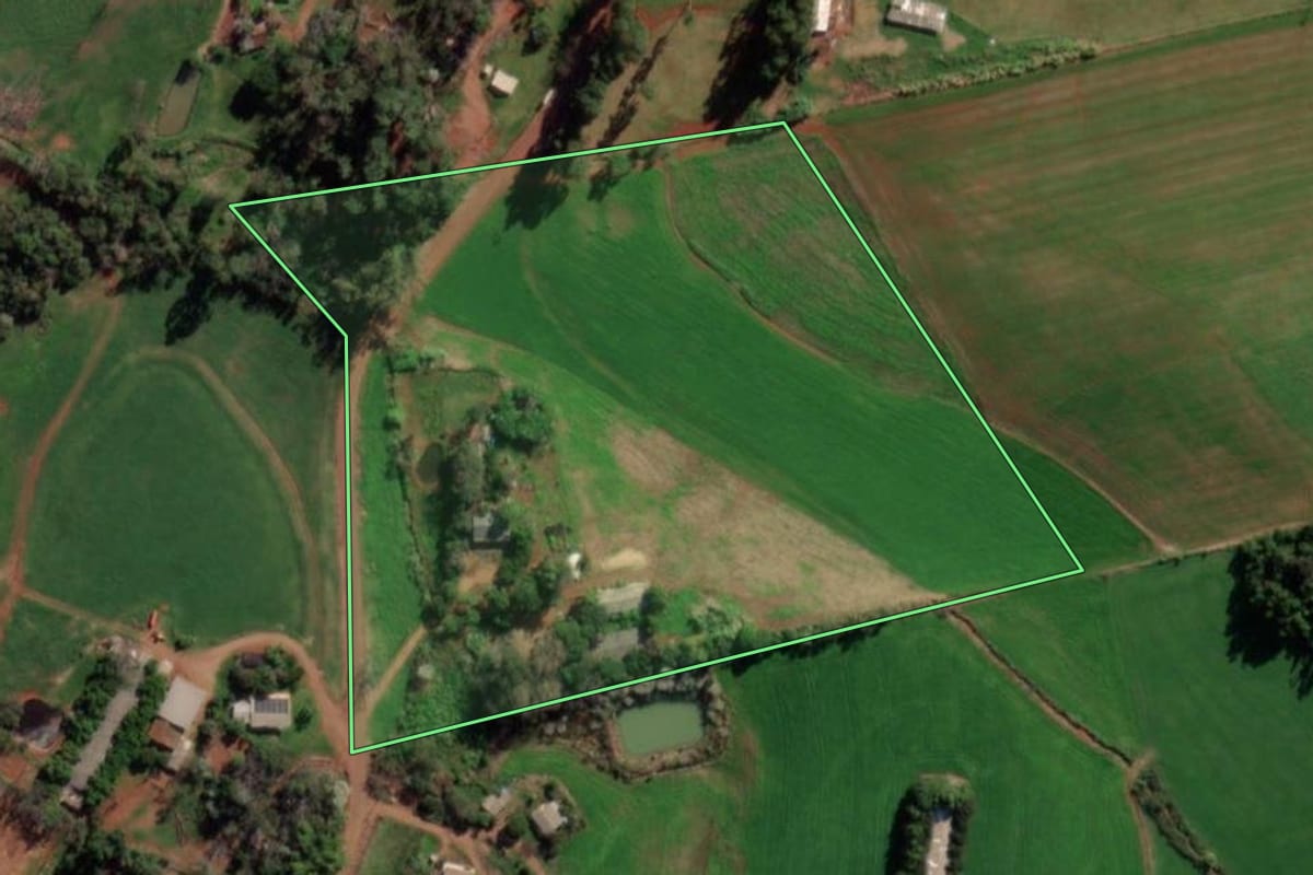Imagem de satélite do imóvel rural em Vista Alegre (RS), com o contorno declarado no CAR desenhado por cima.