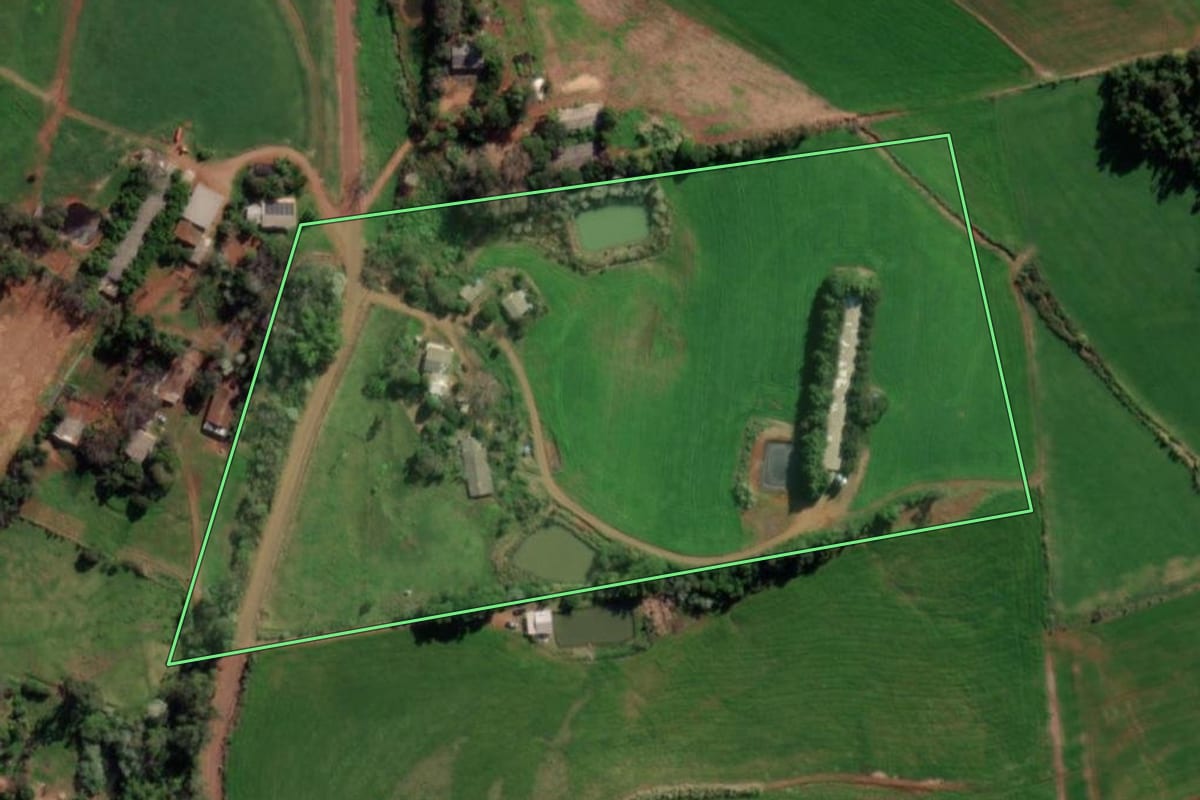 Imagem de satélite do imóvel rural em Vista Alegre (RS), com o contorno declarado no CAR desenhado por cima.