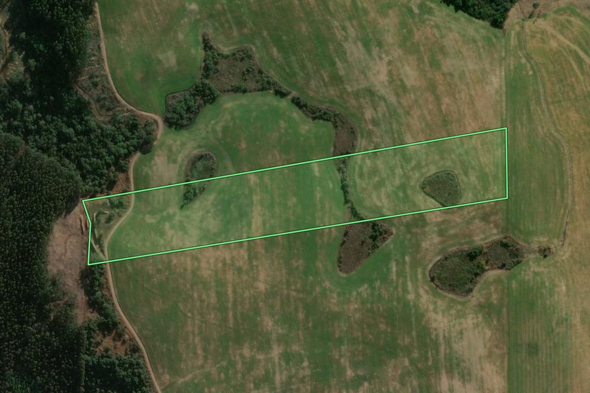 Imagem de satélite do imóvel rural em Abelardo Luz (SC), com o contorno declarado no CAR desenhado por cima.