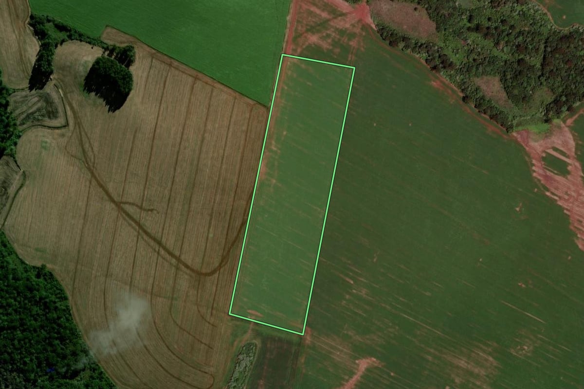 Imagem de satélite do imóvel rural em Abelardo Luz (SC), com o contorno declarado no CAR desenhado por cima.