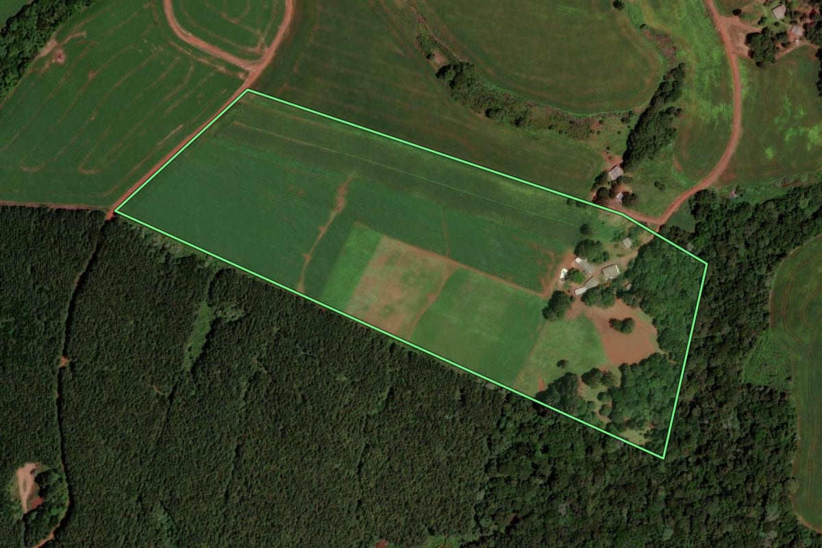 Imagem de satélite do imóvel rural em Abelardo Luz (SC), com o contorno declarado no CAR desenhado por cima.