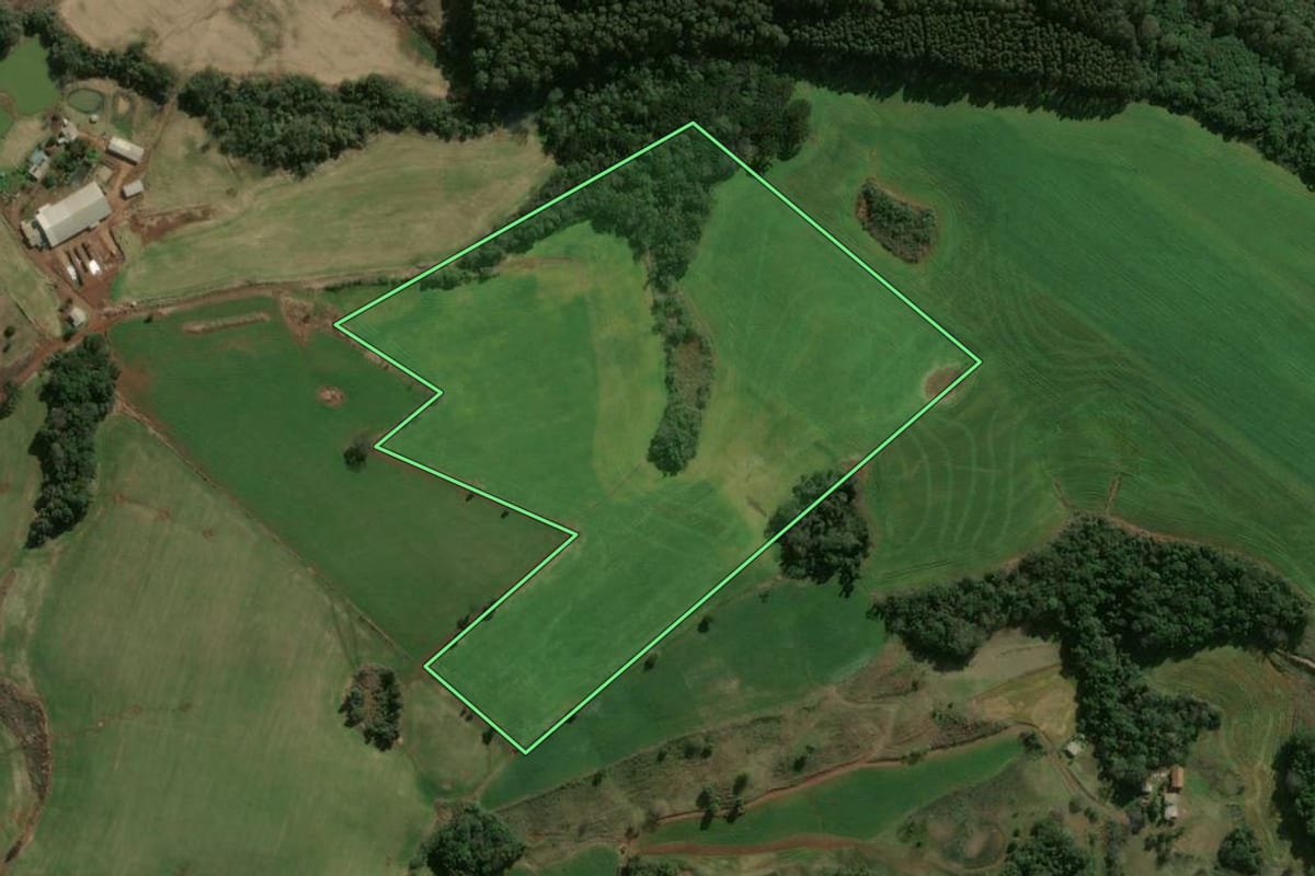 Imagem de satélite do imóvel rural em Abelardo Luz (SC), com o contorno declarado no CAR desenhado por cima.