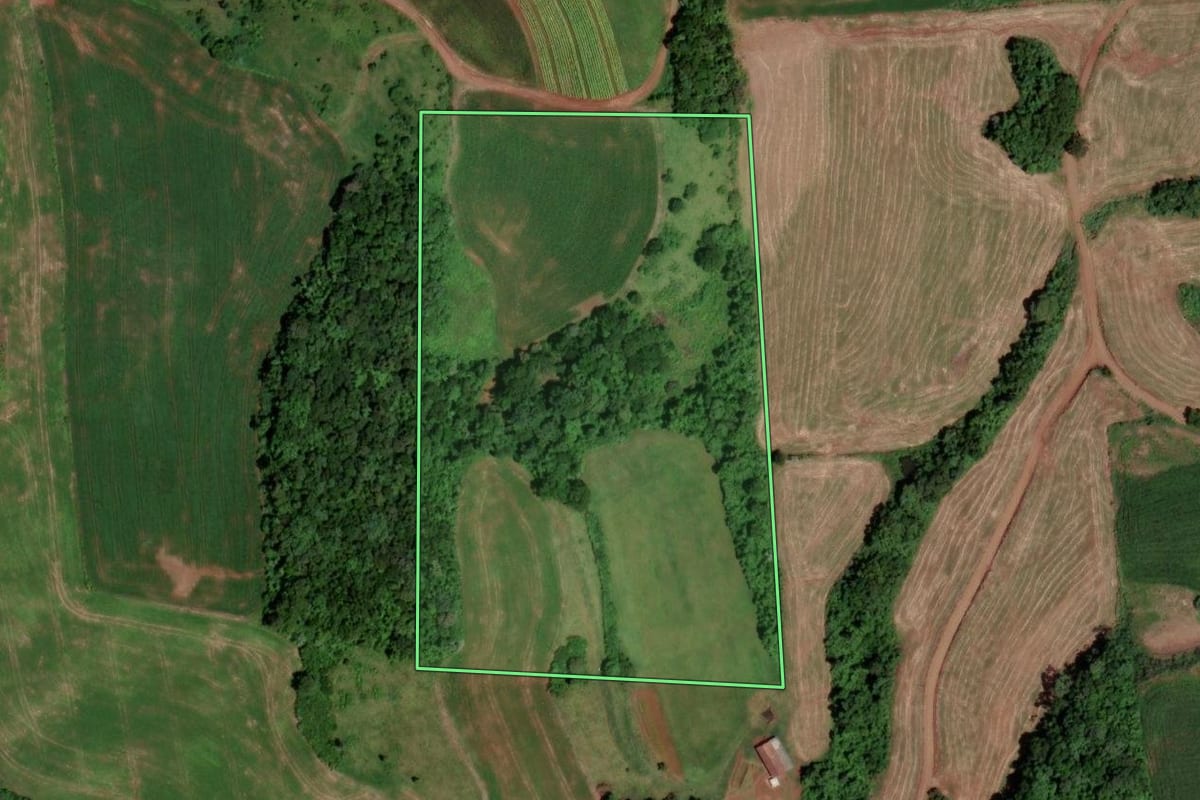 Imagem de satélite do imóvel rural em Abelardo Luz (SC), com o contorno declarado no CAR desenhado por cima.