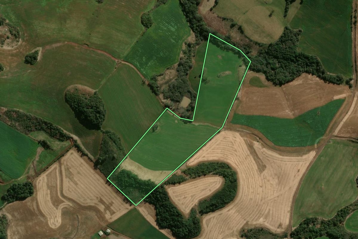 Imagem de satélite do imóvel rural em Abelardo Luz (SC), com o contorno declarado no CAR desenhado por cima.