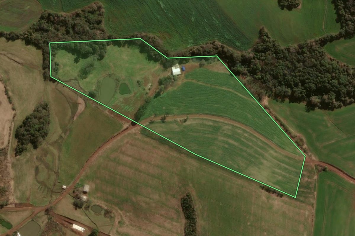 Imagem de satélite do imóvel rural em Abelardo Luz (SC), com o contorno declarado no CAR desenhado por cima.