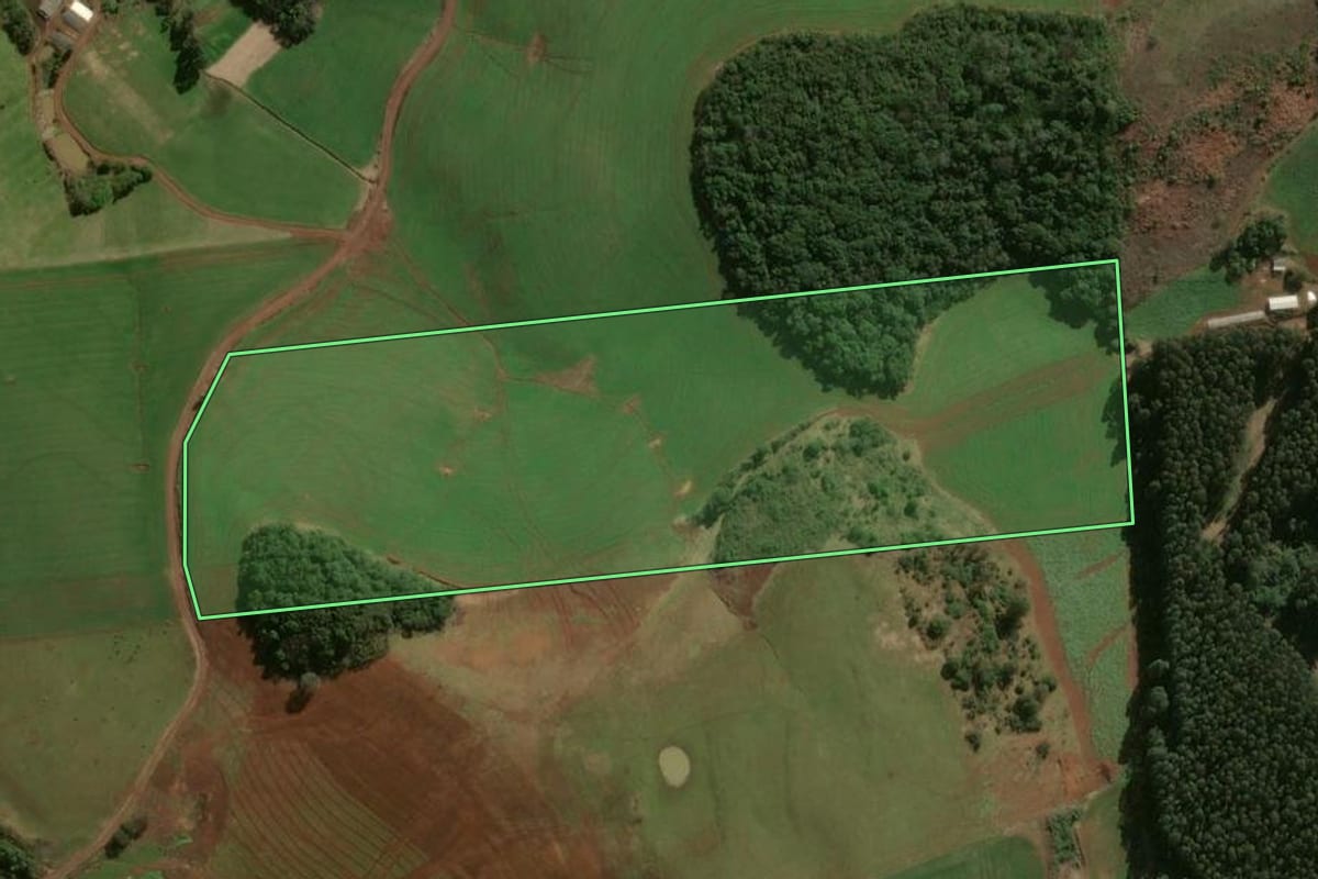 Imagem de satélite do imóvel rural em Abelardo Luz (SC), com o contorno declarado no CAR desenhado por cima.