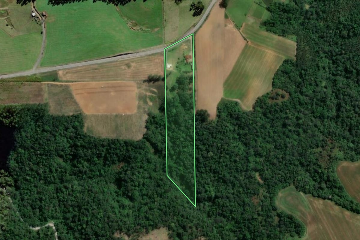 Imagem de satélite do imóvel rural em Agrolândia (SC), com o contorno declarado no CAR desenhado por cima.